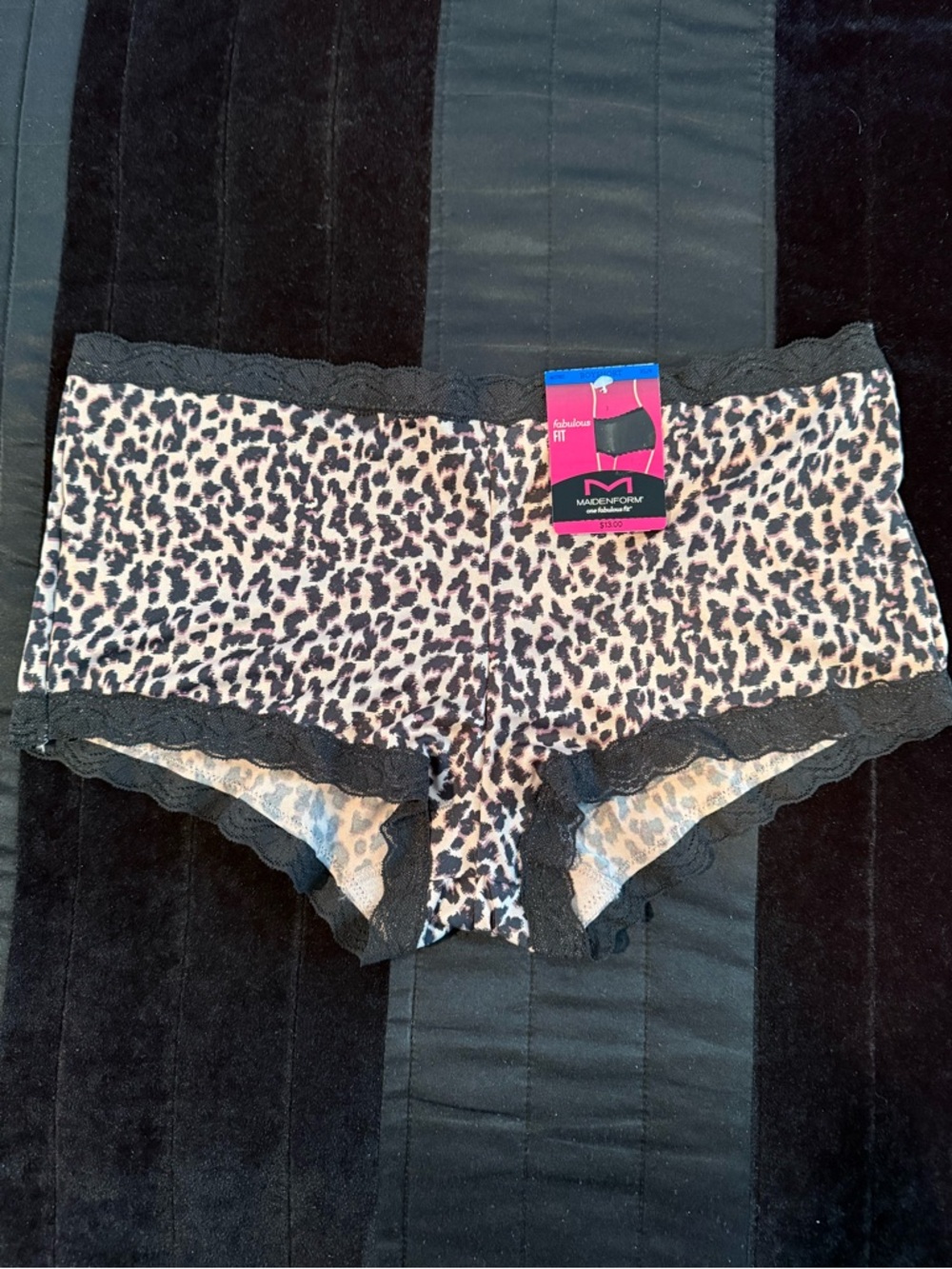 Maidenform One Fabulous Fit Boyshorts - Leopard Print Lace-Trim  Size XL8